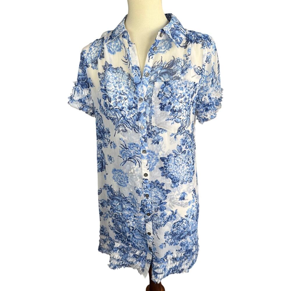cinq a sept Blue and White Floral Mini Dress